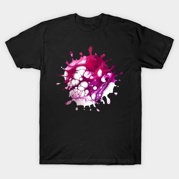 Pink/Maroon Acrylic Pour Painting T-Shirt by Designs_by_KC